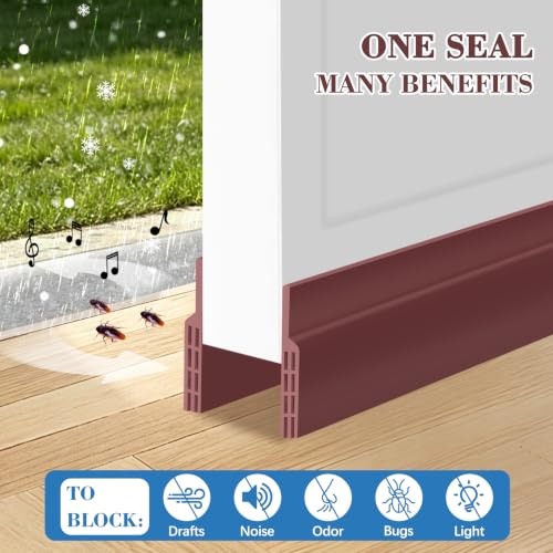 78'' Under Door Draft Stopper, Strong Adhesive, Blocks Draft & Dust - color: Brown, size: 2" W x 78" L( 50mm x 2M)