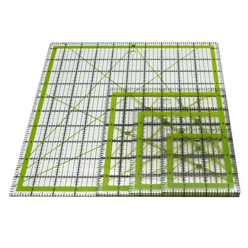 Quilting Rulers,Sewing Ruler,4 Piece Acrylic Square Quilting Templates,Clear Precision Ruler for Quilting Sewing,Tools Supplies Accessories Green(3.5"x3.5" 5"x5" 6.5"x6.5" 10.5"x10.5") - color: Green