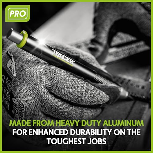 Tracer Pro Series Tough Metal Construction Pencil with 6 x Replacement Lead Pack and Site Holsters. All-in-one Aluminium Construction Marking Kit - style: 5.2mm Bold Construction