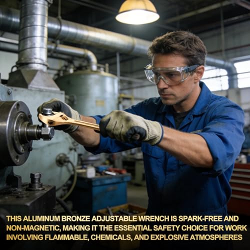 Hicarer 8 Inch Non-Sparking Adjustable Wrench, Aluminum Bronze Tool - size: 8 Inch/ Open Max 24mm