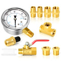 GASHER 10PCS Pipe Fitting Kit, Brass, 1/4" - 1/8" & 3/8" - 1/4" Fittings, T Fitting, Ball Valve, Pressure Gauge 0-60PSI - style: Pressure Gauge Kit（10Pcs）