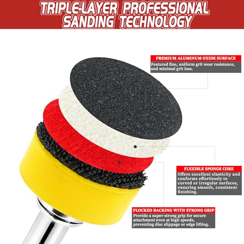 63 PCS 1 Inch Sanding Dremel Discs Hook and Loop Sandpaper 240 Grit | Wet Dry Sanding Pads with 1/8" 1/4" Shank Small Sanding Discs for Curved Surfaces Resin Wood Metal - style: 240 Grit