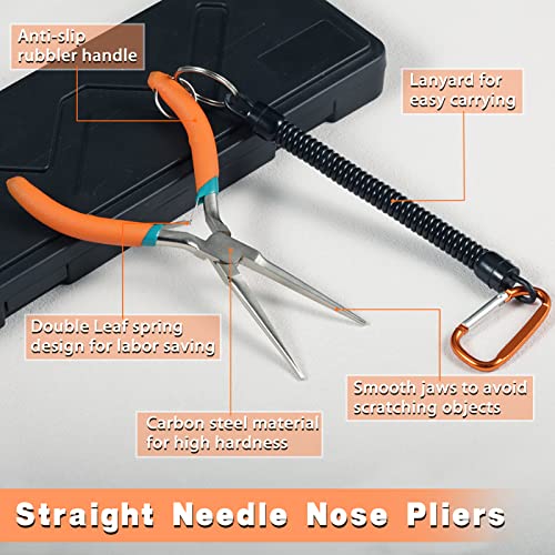 Mini Needle Nose Pliers For Jewelry Making With Smooth Jaw 6 Inches Needle Remover Pliers With Lanyard Small Needle Nose Pliers For Bending Wire and Small Object Gripping - style: Straight Needle Nose Plier