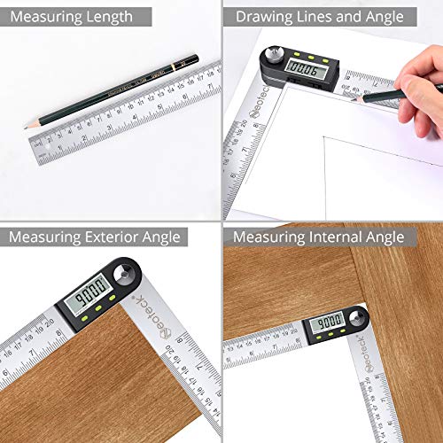 Neoteck 8 inch/200mm Digital Angle Finder Ruler, Stainless Steel Protractor - size: 8 inch