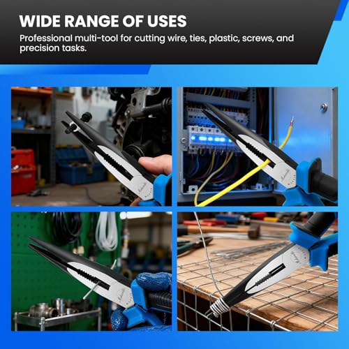 Needle Nose Pliers, mshandto 8" Long Nose Pliers for Wire Bending, High Carbon Steel Needle Nose Plier, Serrated Jaw Pliers for Jewelry Making, Electronics Repair, Object Grasping, Craft Making - size: 8"-1Pack-TPR