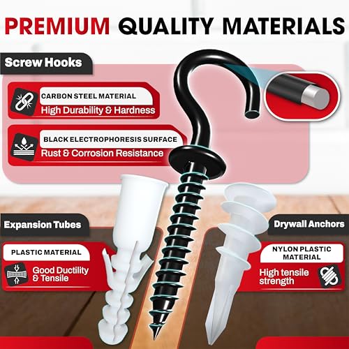 25PCS Screw Hooks + Self-Drilling Drywall Anchor, Expansion Tubes