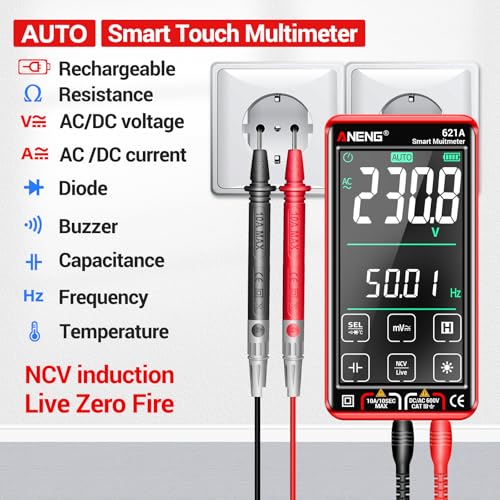 ANENG Digital Multimeter Smart Touch TRMS 9999 Count, Rechargeable with NCV - style: 621A Backlit Color Touch Screen