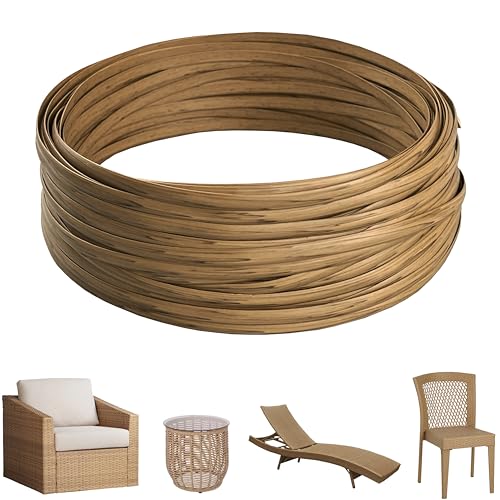 260 Ft Wicker Repair Kit, Plastic Wicker Replacement Material, Faux Rattan Supplies for Patio Chair Sofa Chaise Furniture Repair (Light Wood Grain)