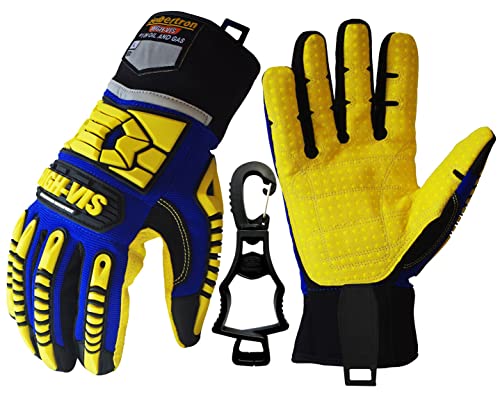 Seibertron High-Vis Series Cut Resistant Reducing Anti-Impact Mechanics Heavy Duty Safety Rescue Oil and Gas Gloves - color: Blue-sdxw En388 4242xp Winter Waterproof+clip, size: Medium (Pack of 1)