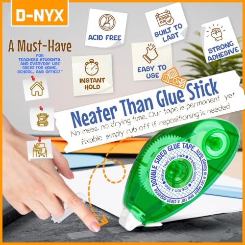 D-NYX 6 Pack Double Sided Tape Roller, Scrapbook Supplies, Double-Sided Adhesive Tape Runner for Scrapbooking, Glue Tape Roller for Crafts, School Office Journaling Supplies - size: 6 Pack