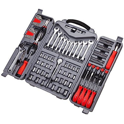 CARTMAN 123-Piece Socket Wrench Tool Set, Auto And Home Repair Kit Case Box | Versatile socket wrench and tool assortment for auto repairs, garage work, DIY projects, home fixes, and general maintenance. - style: 123 PC