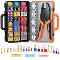 Preciva 6 PCS Crimping Tool Set with 395 PCS Connectors, Ratcheting Wire Crimper Tool for Heat Shrink,Insulated Connectors,Open Barrel,Circlip Terminals,Tube Terminals,Solar - size: 395