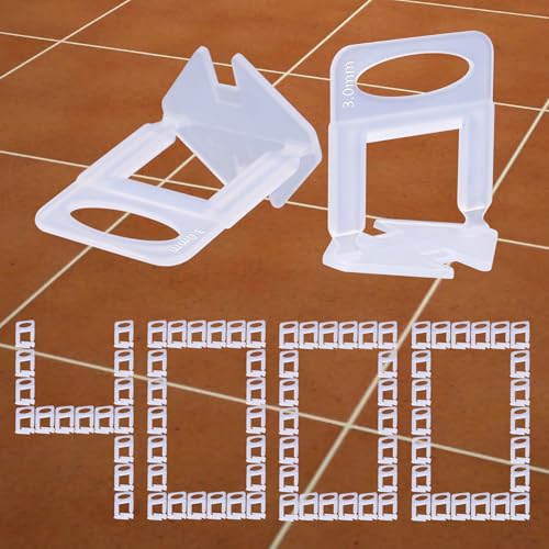 Tanzfrosch 4000 PCS Tile Leveling System Clips 1/8''(3.0mm) 4000-Piece Tiles Leveler Spacers Tool for Professional Ceramic Tile and Stone Installation - size: 1/8 inch*4000