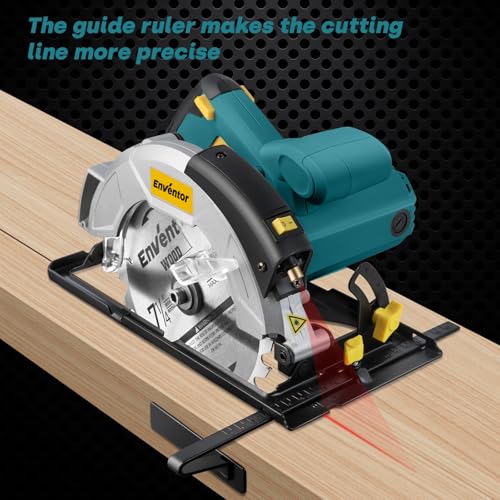 Enventor Circular Saw with Laser Guide, 2 Blades 7-1/4", 10A Corded Motor