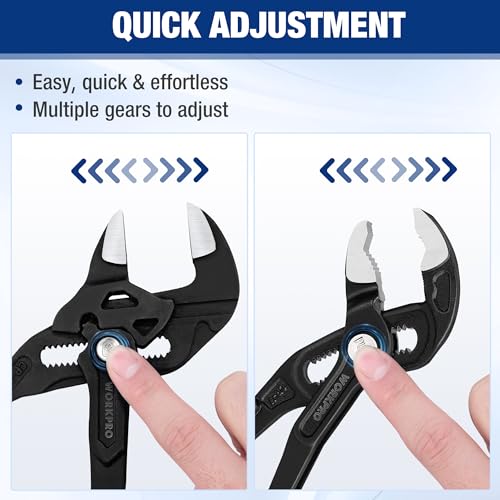 WORKPRO 2 PCS 7-Inch Pliers Wrench & Groove Joint Pliers Set, Quick Adjust - size: 7 inch & 7 inch