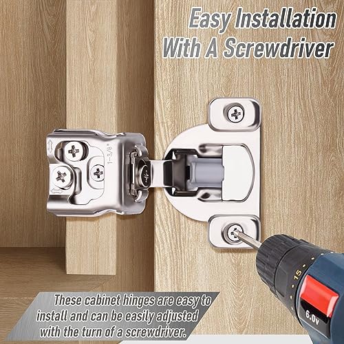 50 Pack 25 Pair 1-3/8 inch Overlay Self Slow Closing Door Hinges - Face Frame Cabinet Concealed Hinges with Built-in Damper, 3 Way Adjustability - color: 50PACK, size: 1-3/8 in. Overlay