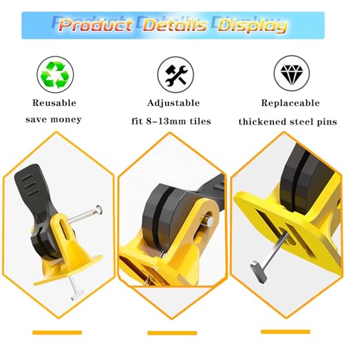 50pcs Tile Leveling System Reusable+200pcs Cross Tile Spacers 1/8"+50pcs Replaceable Spare Steel T-Pin 1/16 Ceramic Tile Tools Plastic Shims Floor Installation Leveler Kit Adjustable Universal - color: 50pcs - 200