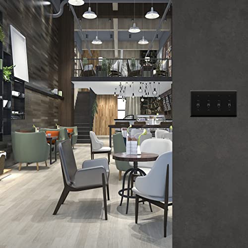 ENERLITES Quad Toggle Light Switch Wall Plate, Standard Size 4-Gang 4.50" x 8.19", Unbreakable Polycarbonate Thermoplastic, 8814-BK, Black - color: Black, size: Standard Size