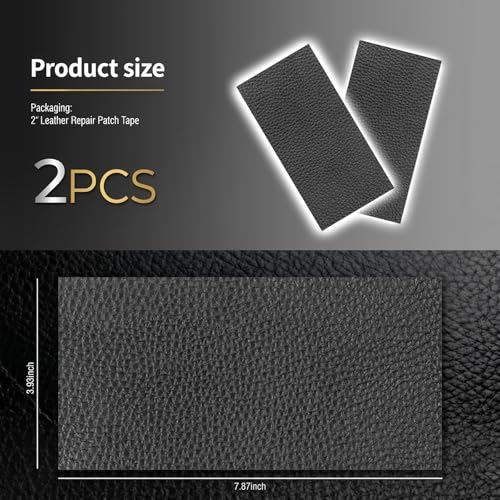 2PCS 8"x4" PU Leather Repair Patch,Self-Adhesive Leather Repair Kit to Repairs Cracks/Holes,Versatile Leathers Patch for Car Seat Repairs & Furniture & Vinyl Surface - color: Non Porous/2PCS
