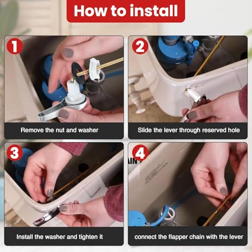 Saillong 6 Set Universal Toilet Tank Replacement Kit, Include Fill Valve, 2 Inch Low Flow Rubber Flapper, Front Mount Toilet Flush Brass Handle, Adjustable, Quiet, Easy Install Repair Kit
