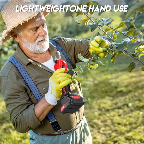 Upgraded Electric Pruning Shears,1.4" Cutting Diameter Cordless Power Pruner with LCD Display, Brushless Motor Pruning Shears with 2000mAh*2 Rechargeable Batteries for Garden Tree Pruner Branch - style: LCD-1.4" red