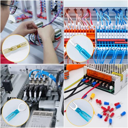 620PCS Heat Shrink Wire Connectors Electrical Connectors Kit Wire Connectors Kit, CEACHOI Marine Grade Waterproof Terminals Butt Connectors, Spade Fork Ring Butt Splices