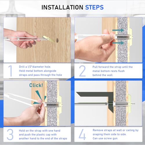 Drywall Anchor with Included Bolts for 1/4”-20, Heavy Duty Hollow Wall Anchors for TV Mounting Kit, Stainless Steel Hollow Wall Anchors Holds up to 270lbs Each in 1/2” Drywall (Pack of 6) - size: 1/4”-20: Pack of 6