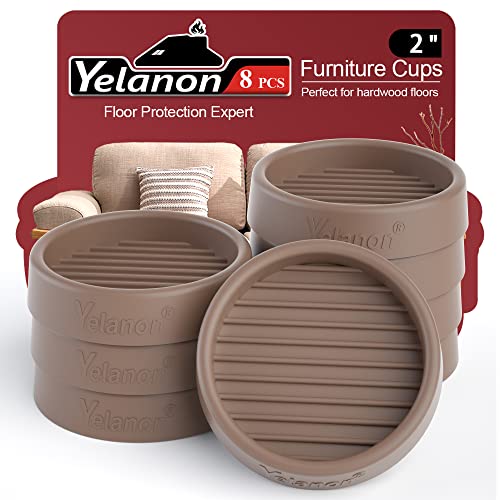 Yelanon Furniture Coasters 8 Pcs 2" Round Brown Caster Cups for Hardwood - size: 8pcs 2" Round Brown