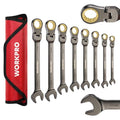 WORKPRO 8-piece Ratcheting Combination Wrench Set, Metric & Nickel Plating - size: Metric, style: Nickel Plating