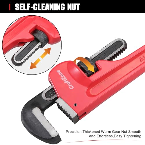 24-Inch Aluminum Pipe Wrench, 24-Inch, Heavy-Duty Adjustable Straight Plumbing Wrench, Drop-Forged Jaw, Lightweight Design, Versatile for Plumbing & Home Repair - size: 24IN