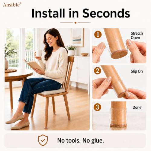 Ansible 36Pcs Chair Leg Floor Protectors for Hardwood Floors, Silicone Caps - size: Small