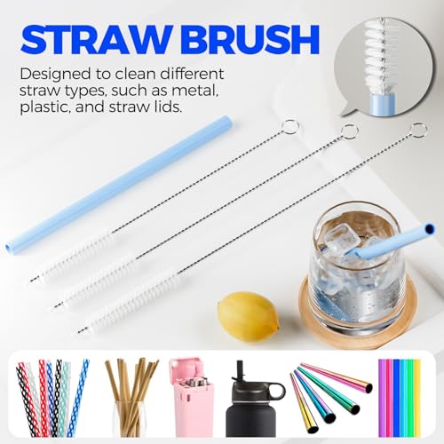 Holikme 6 Pack 4 in 1 Cup Lid Cleaning Brush 3 Straws Bottle Brush,Navy - color: Navy