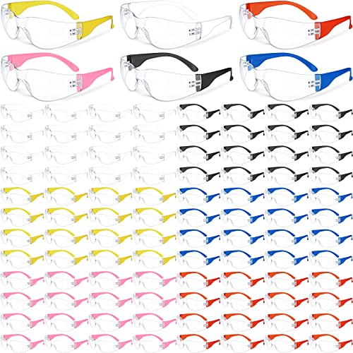 Yunsailing 96 Pairs Clear Safety Glasses Bulk Adult Safety Goggles Unisex Eye Protection Glasses Impact Resistant Protective Eyewear