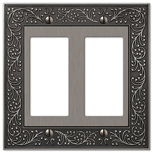 Amerelle 43RRAN English Garden Wallplate, 2 Rocker, Cast Metal, Antique Nickel, 1-Pack - color: Antique Nickel, size: 2 Rocker