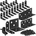 MAPVOLUT 25Pcs L Brackets for Shelves, 3 Sizes Angle Corner Braces Metal L Bracket Heavy Duty for Wood, Sturdy and Rustproof for Repairing Furniture with 82Pcs Screws Mounting Bracket Easily Black - size: 3 SIZE Black