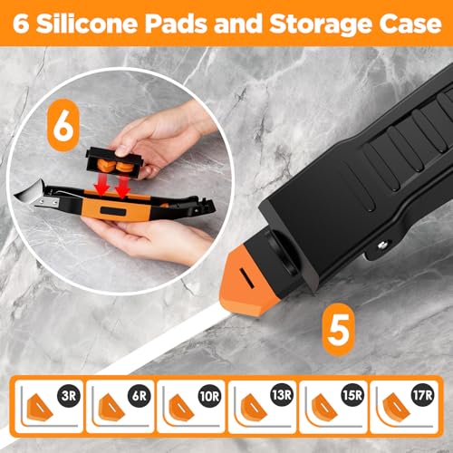6 in 1 Silicone Caulking Tool Kit, Caulk Grout Remover Tool (Orange) - color: Orange