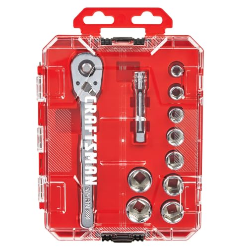 CRAFTSMAN 11-Piece Socket Set, Metric, 3/8 Inch Drive, Low Profile Ratchet, 90-Tooth (CMMT12127) - style: NEW MM, 11 Piece