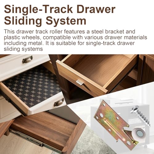 for Prime-Line R 7132 Steel Bracket Drawer Track Roller with Plastic Roller -2 Pack