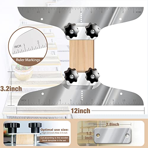 NAACOO Stair Tread Template Tool, with Level&Tape Measure&Carpenter Pencil