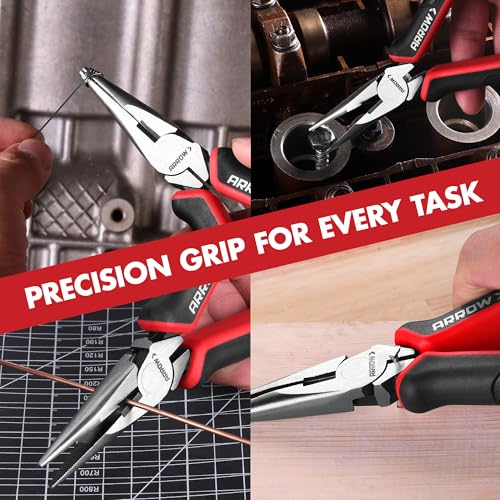 ARROW Needle Nose Pliers, 6-inch Long Nose Cutting Pliers with Wire Cutter - size: 6 Inch