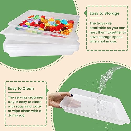 10 Pcs Activity Plastic Art Trays,Stackable Craft Tray,Flat Storage Tray,Serving Organizer Tray for Kids,School,Home,Painting,Beads,DIY Projects,11 x 8.27 x 1.18 Inch(Clear) - color: Clear