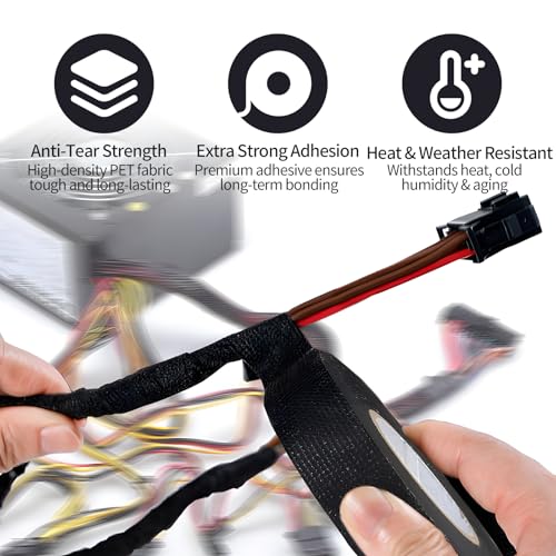 Wire Harness Tape - 3/4 Inch x 50 FT, 2 Rolls High Temp Electrical Tape, Strong Adhesion Noise Reduction Wiring Tape, Durable & Easy to Use for Wrapping Wiring Harness, Insulation, Car Engine - size: 2 Rolls