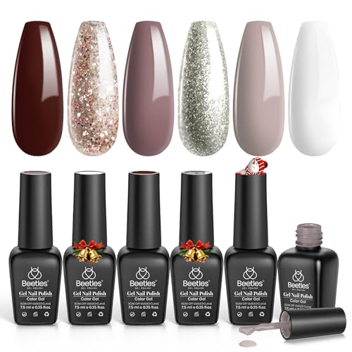 Beetles Gel Polish Set, 6 Colors Nude Brown Shimmer Gel Polish - color: A - Mixed Finishes | Ginerbread