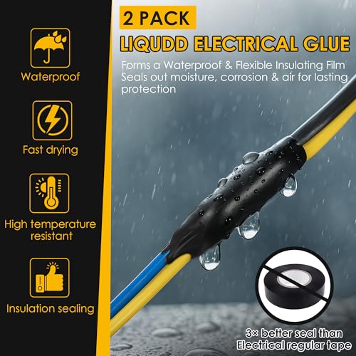8 OZ/240Ml Liquid Electrical Tape, 2 Pack 4 OZ 120ML Liquid Tape, Waterproof Fast Fixed Dry Sealing Glue, Electrical Sealant, Wire Glue, Indoor/Outdoor Use, Marine Automotive/Outdoor Repair