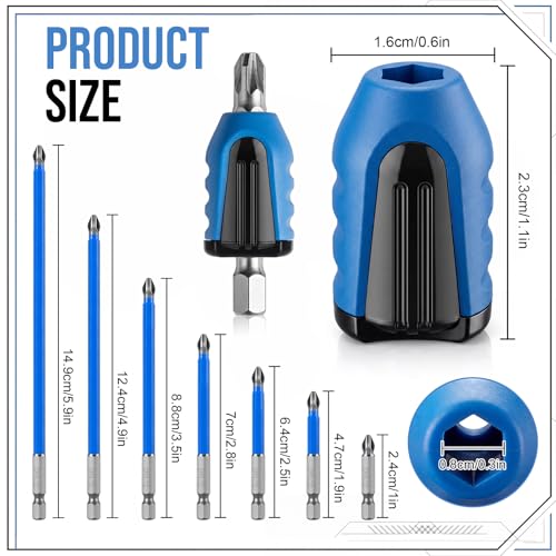 Ripeng 5 Pcs Magnetic Screw Holder Rings, 1/4 Inch/ 6.35 mm Screwdriver Driver Bits Magnetizer for Electric Drill and Hand Tools (Blue) (5, Blue) - color: Blue