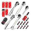 GEINXURN Mini Ratchet Wrench Set, 72 Teeth Ratchet Wrench For Tight Spaces, Locking Bit Holder, Change Adapter and Mini Socket Ratchet Comes in a Push-Pull Tin Case, Ideal for Repair and DIY projects - size: 16
