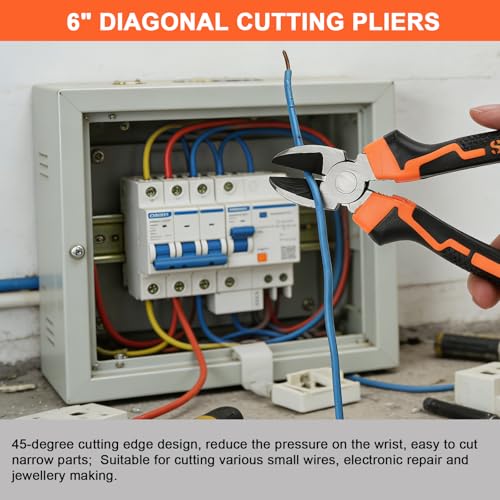 3-Piece 6 Inch Pliers Set | Needle Nose, Diagonal Cutting, Slip Joint Pliers, For Plumbing - size: 6 INCH