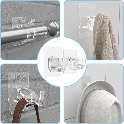 CIEMGNZOC 2PCS No Drill Curtain Brackets, Self-Adhesive Rods, Adjustable Curtain Hooks for Rods Under 1.57 Inch (Transparent) - color: 2 Pcs Transparent