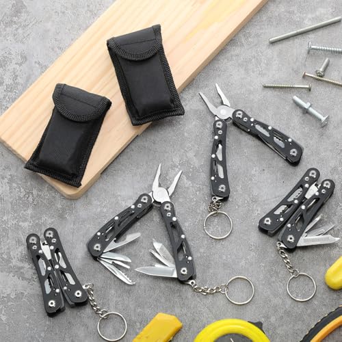 Lasnten 10 Sets Multitool Pliers Stainless Steel Foldable with Pouch,Black - color: Black