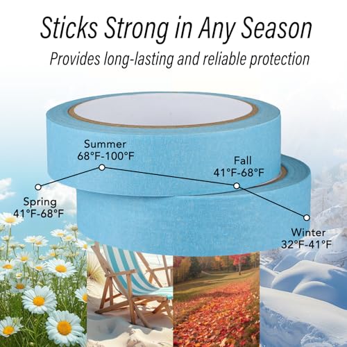 2 Pack Light Blue Painters Tape - Sky Blue Masking Tape 1 Inch Wide - Multi-Surface, Smart Adhesion, Indoor & Outdoor - Paint Tape for DIY, Labeling, Art, Car, General Purpose - 180FT Total - color: Light Blue